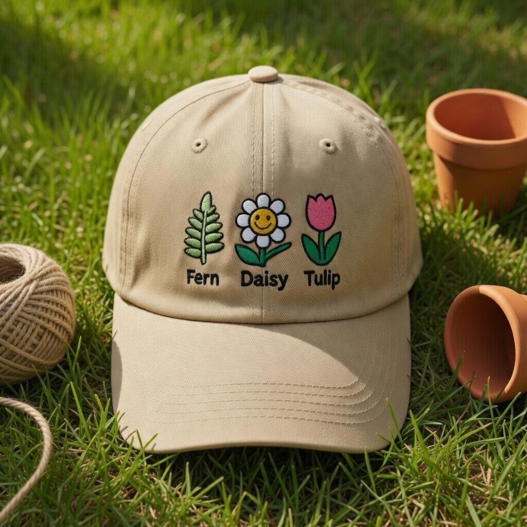 Embroidered Fern Daisy Tulip FDT Vintage Hat, Anti Trump  display picture 1
