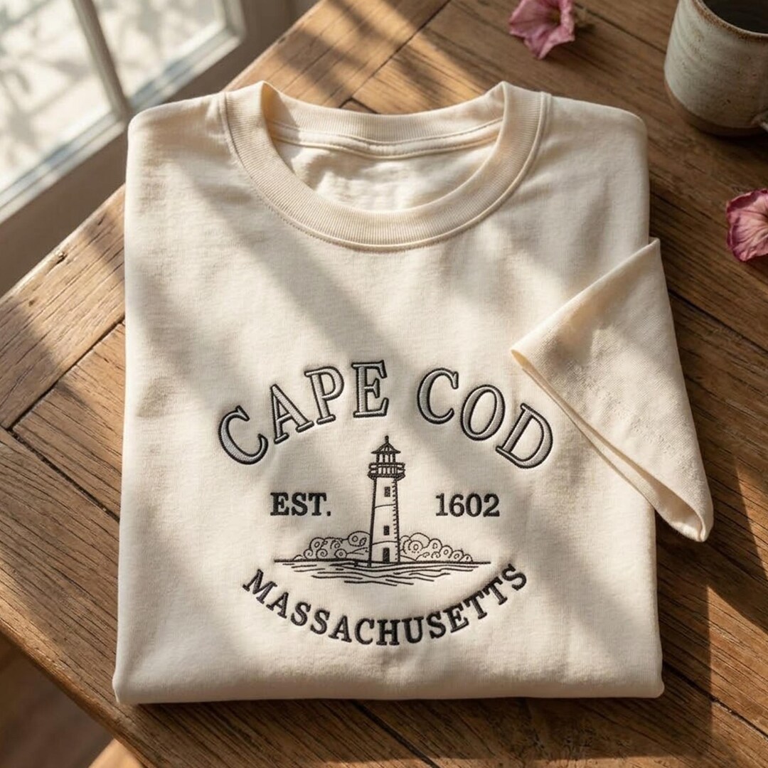 Cape Cod Tees Cape Cod Massachusetts Embroidered T-shirt, Vintage Lighthouse ...