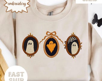Ghost Frame Halloween Shirt, Embroidered Sweatshirt, Ghostly Portraits Glow in the Dark Sweatshirt Season Sweatshirt, Boojee Sweatshirt