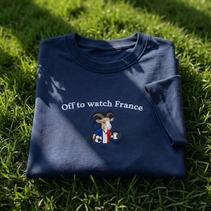 French Football Fan, France Pride Shirt, Soccer Fan Gift, Goat Embroidered, Forest Green Tee, Country Flag Tee, Sport Fan Apparel, Funny Animal Shirt, Match Day Outfit, France Gift Idea, Minimalist Sport, Retro Fan Shirt, Soccer Lover Gift