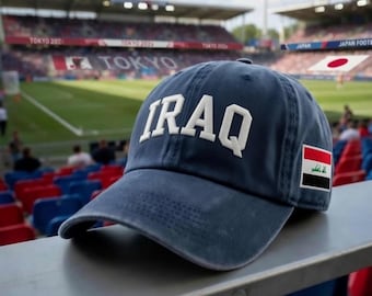 Gorra bordada de Irak, gorra con parche lateral de la bandera de Irak, gorra bordada con banderas de países para fútbol 2026, ropa para aficionados al fútbol, gorra con bandera de país