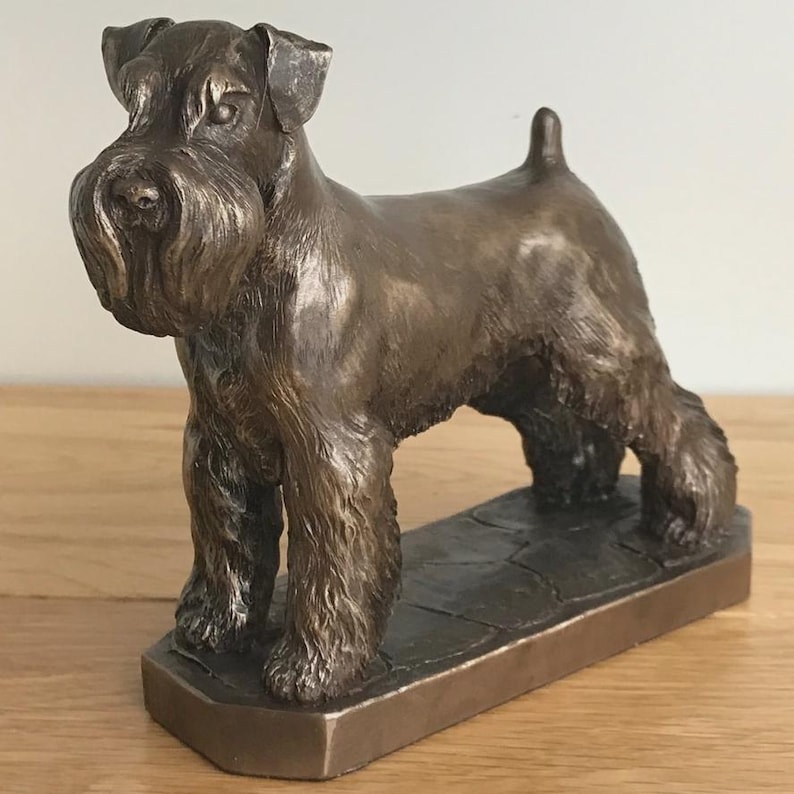 Schnauzer Dog Sculpture, Bronze Textured Finish, Home Decor Ornament image 5