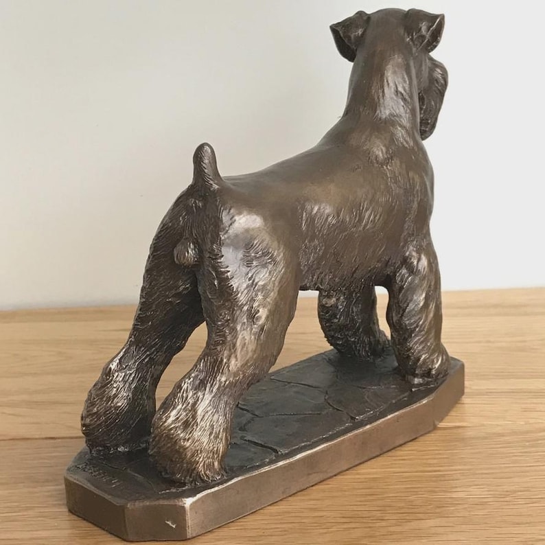 Schnauzer Dog Sculpture, Bronze Textured Finish, Home Decor Ornament image 3