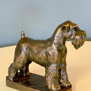 Schnauzer Dog Sculpture, Bronze Textured Finish, Home Decor Ornament image 9