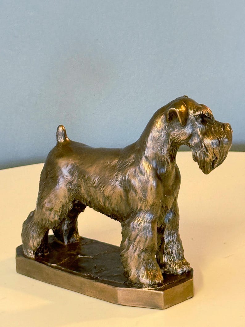 Schnauzer Dog Sculpture, Bronze Textured Finish, Home Decor Ornament image 9