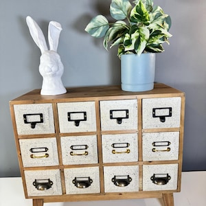 Rustic Wood 12 Drawer Chest, Distressed White Storage Unit,