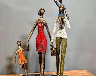 Escultura familiar abstracta moderna, figura de resina pintada a mano, regalo de decoración para el hogar.