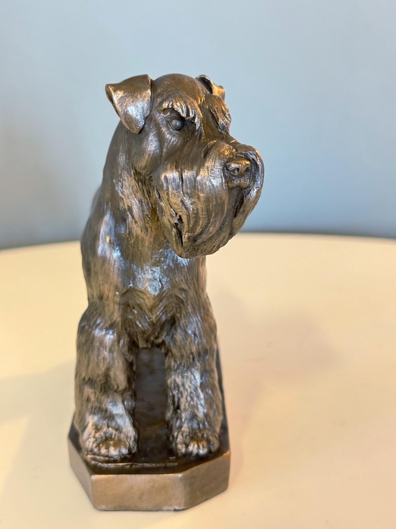 Schnauzer Dog Sculpture, Bronze Textured Finish, Home Decor Ornament image 7