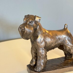 Schnauzer Dog Sculpture, Bronze Textured Finish, Home Decor Ornament image 6
