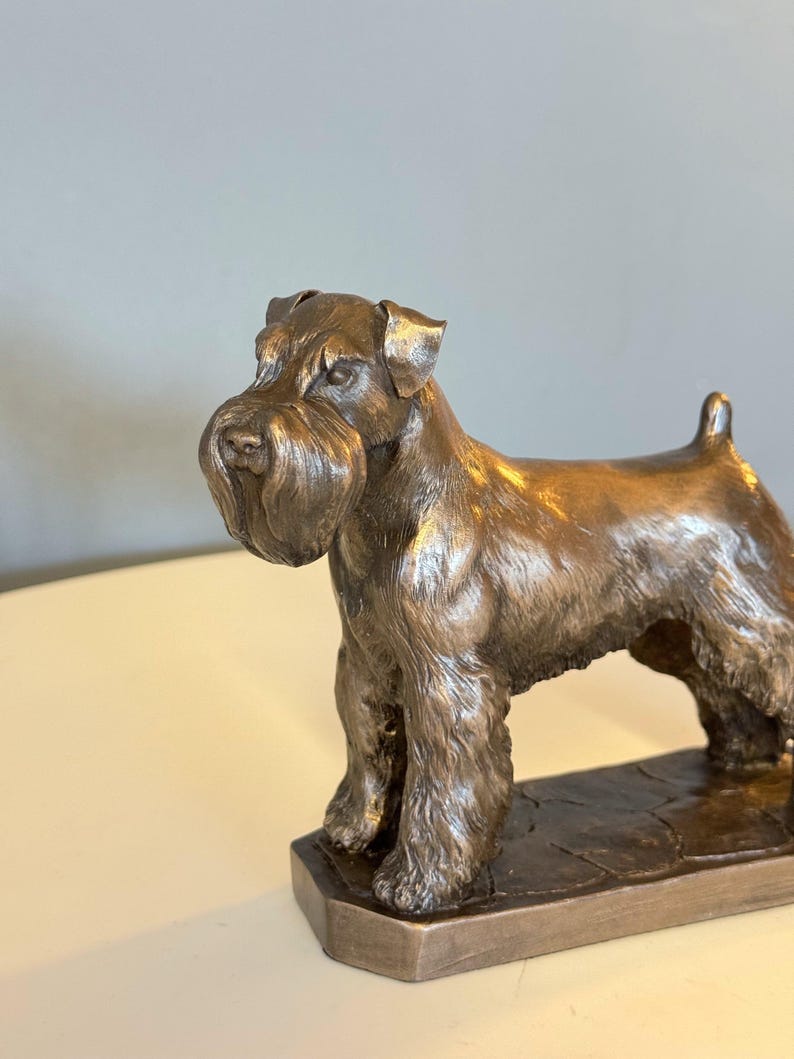 Schnauzer Dog Sculpture, Bronze Textured Finish, Home Decor Ornament image 6