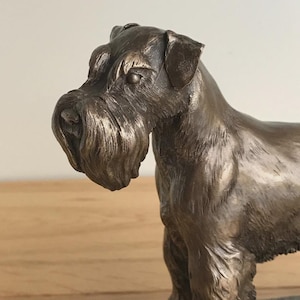 Schnauzer Dog Sculpture, Bronze Textured Finish, Home Decor Ornament image 4