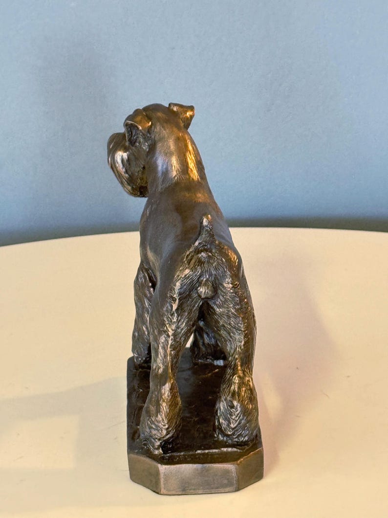 Schnauzer Dog Sculpture, Bronze Textured Finish, Home Decor Ornament image 8