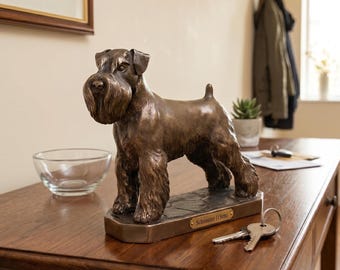 Schnauzer Dog Sculpture, Bronze Textured Finish, Home Decor Ornament