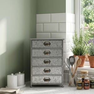 Industrial Metal Drawer Chest, Galvanized Metal Storage Unit, Home or Office Organiser