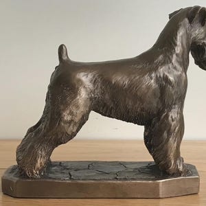 Schnauzer Dog Sculpture, Bronze Textured Finish, Home Decor Ornament image 2