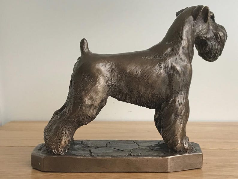 Schnauzer Dog Sculpture, Bronze Textured Finish, Home Decor Ornament image 2