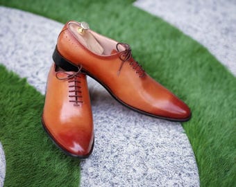 Tan Brown Leather Dress Shoes: Men's Formal Lace-Ups