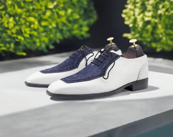 Spectator White and Blue Dress Shoes for Men's Designer Shoes