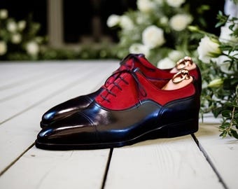 Black and Red Suede Leather Formal Shoes for Men's Designer Shoes, Men's  Dress Shoes
