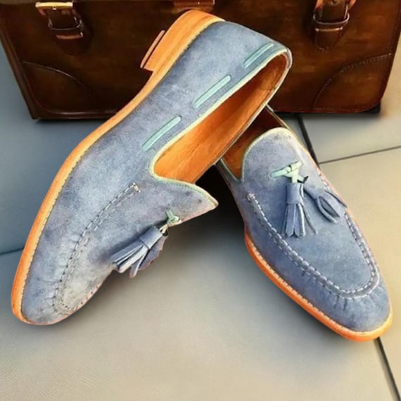 Gray Leather Tassel Loafers: Men's Slip-On Fashion Shoes