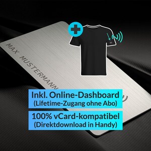 Gravierte NFC-Visitenkarte aus Edelstahl, Online-Verwaltung, + T-Shirt mit besticktem NFC-Patch, der auf deine Onlinevisitenkarte führt,SILB