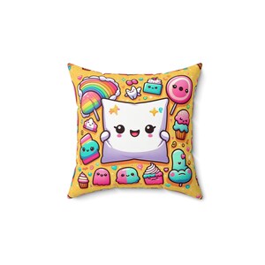 Kawaii Dessert Pillow, Cute Decorative Pillow, Cozy Home Decor, Gift for Kids, Rainbow Kawaii Pillow, Cheery Room Accent