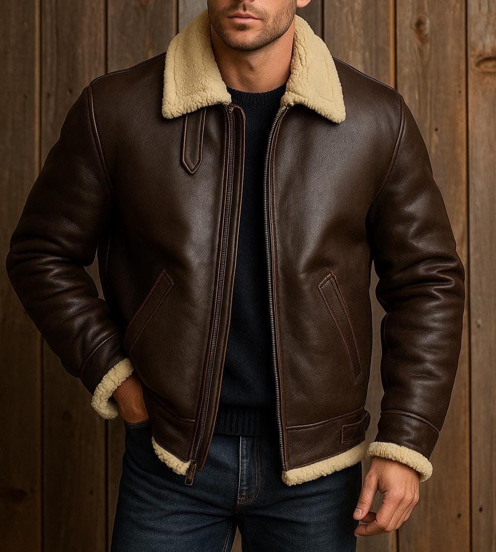 Vintage leather aviator shearling sheepskin jacket - Etsy 日本