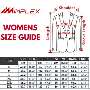 women's leather jacket size chart