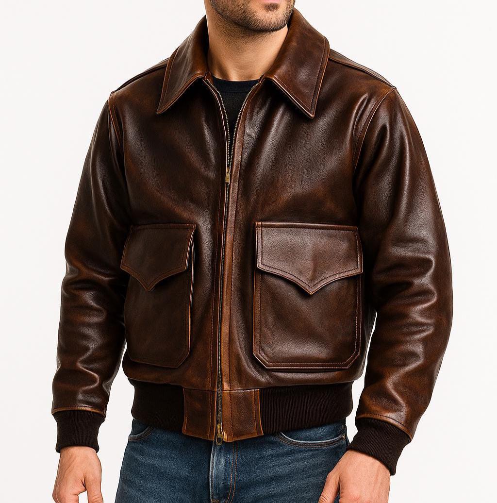 Vintage Leather Flight Jacket Men - Etsy