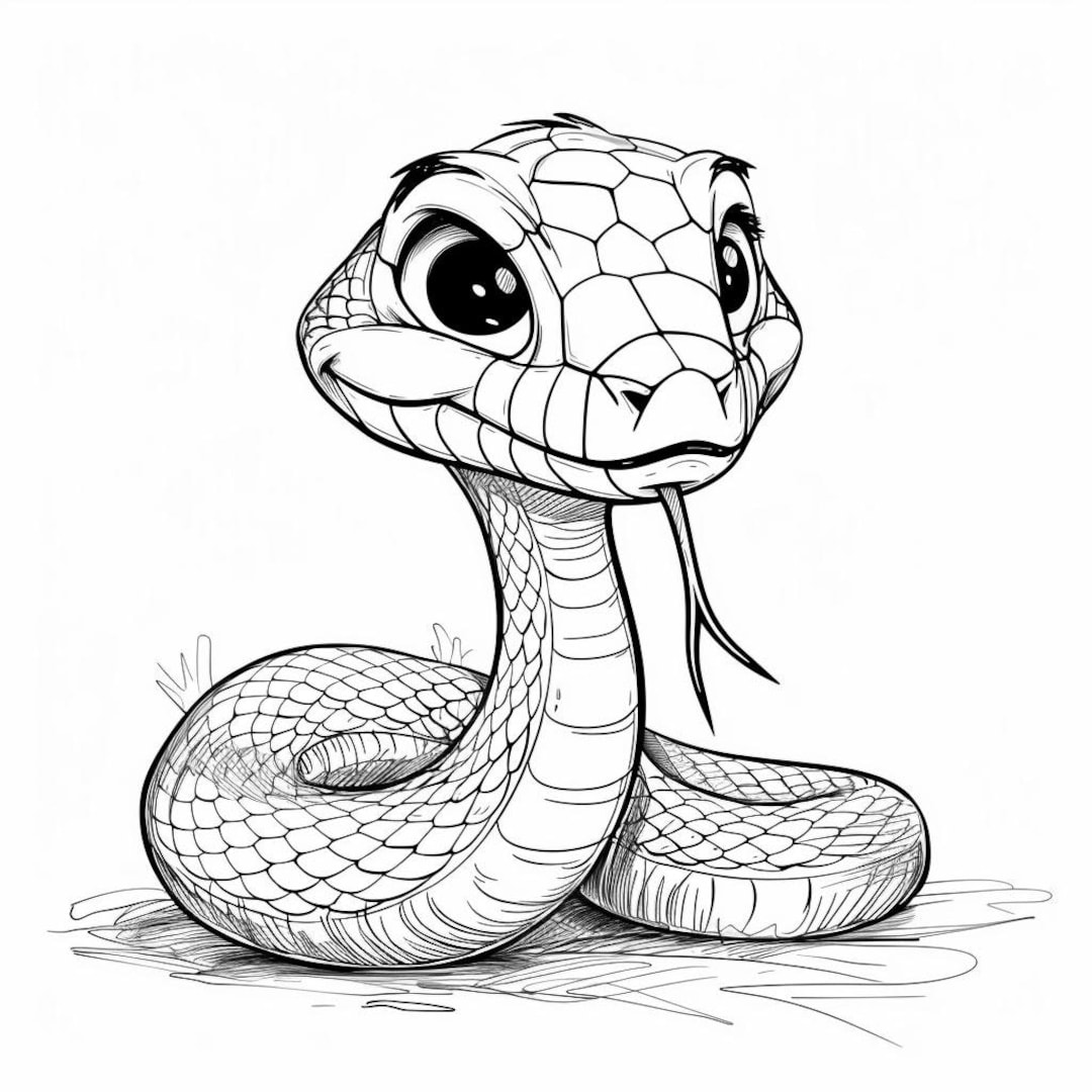 Snake Cartoon Black and White Bundle 2 58 Digital Ai Line Art PNG-SVG  (digital Download) - Etsy, image size:1080x1080