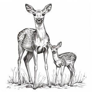 Deer Clean Line Art Black and White Bundle 1      36  Digital Ai Line Art  PNG SVG