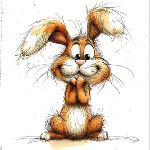 Bunny Crazy  Cartoon Color Bundle 1   30  Digital Line Art AI  Svg-Png