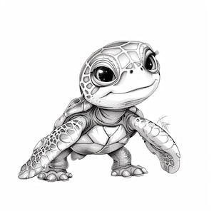 Turtles Cartoon Black and White Bundle 1 45 Digital Ai Line Art PNG-SVG ...