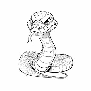 RattleSnake Cartoon Bianco e Nero Bundle 1 40 Digital Line Art Ai Svg-Png