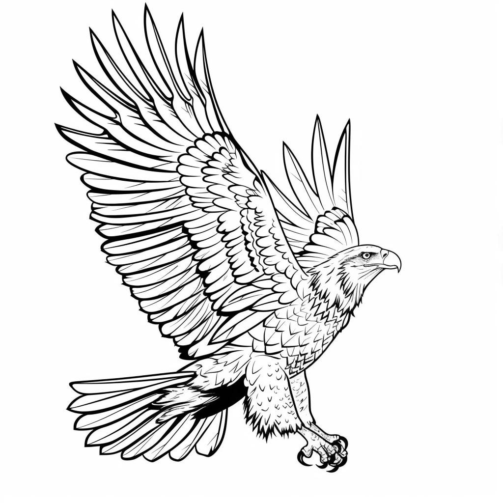 Eagle Bald Realistic Line Art Illustration Black and White Bundle 2 43 ...