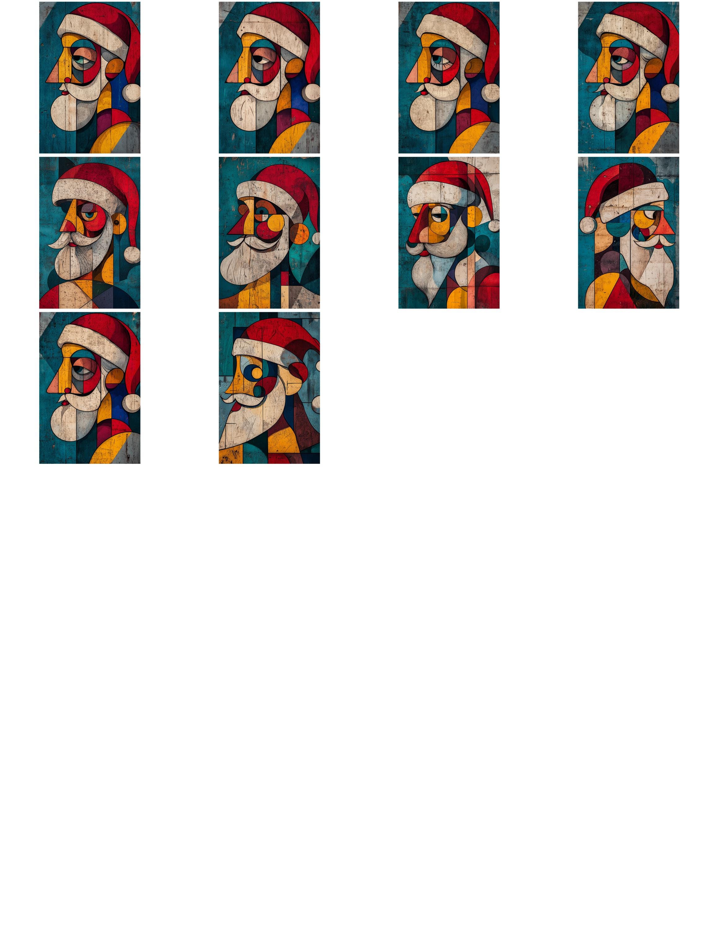 Santa Abstract Line Santa Abstract Modern Line Art Illustration Color Bundle 1 10 Digital ...