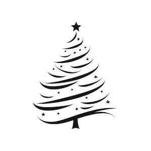 Christmas Tree Modern Abstract Monochrome Line Art Bundle 3   60 Digital Ai Line Art PNG-SVG (Digital Download)