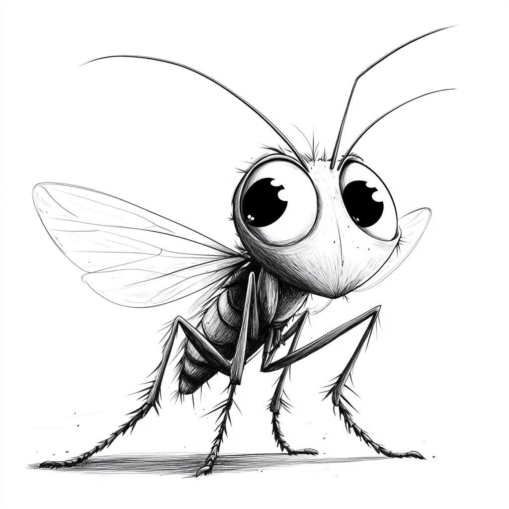 Mosquito Cartoons Black and White  Bundle 1   65  Digital Ai Line Art PNG-SVG (Digital Download)