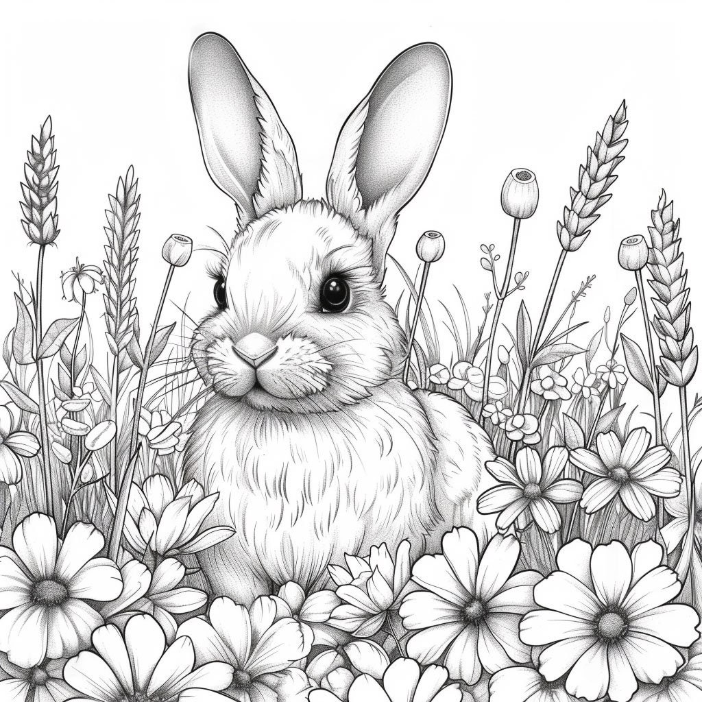 flower rabbit 絵画　イラスト　ドローイング flower rabbit 絵画 イラスト ドローイング flower rabbit 絵画