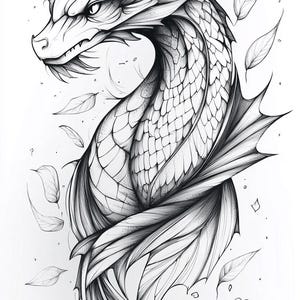 Dragon illustrations Black and White  Bundle 2   36  Digital Line Art Ai  Svg-Png