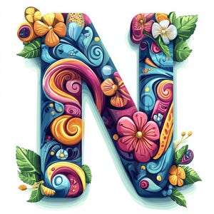Drop Cap Groovy 1960&#39;s Style Alphabet Color Line Art Bundle N-Z    52 Digital Ai Line Art PNG-SVG (Digital Download)