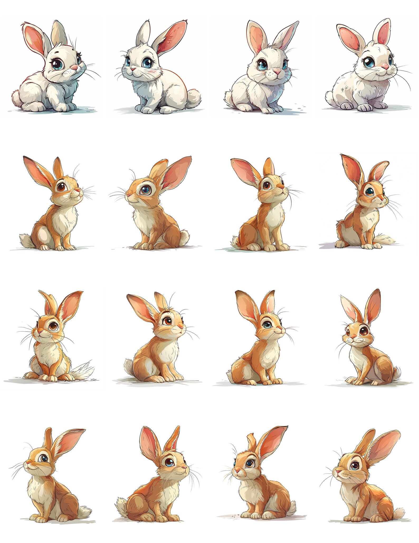 Bunnys of Easter Color Bundle 2 48 Digital Ai Line Art PNG-SVG (digital ...