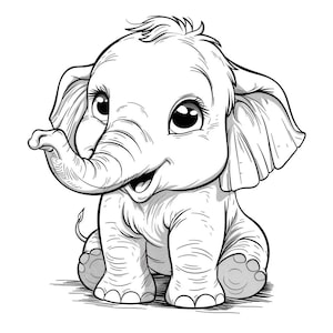 Elefant Cartoon Schwarzweiß-Bundle 2 42 Digital Line Art Ai PNG SVG