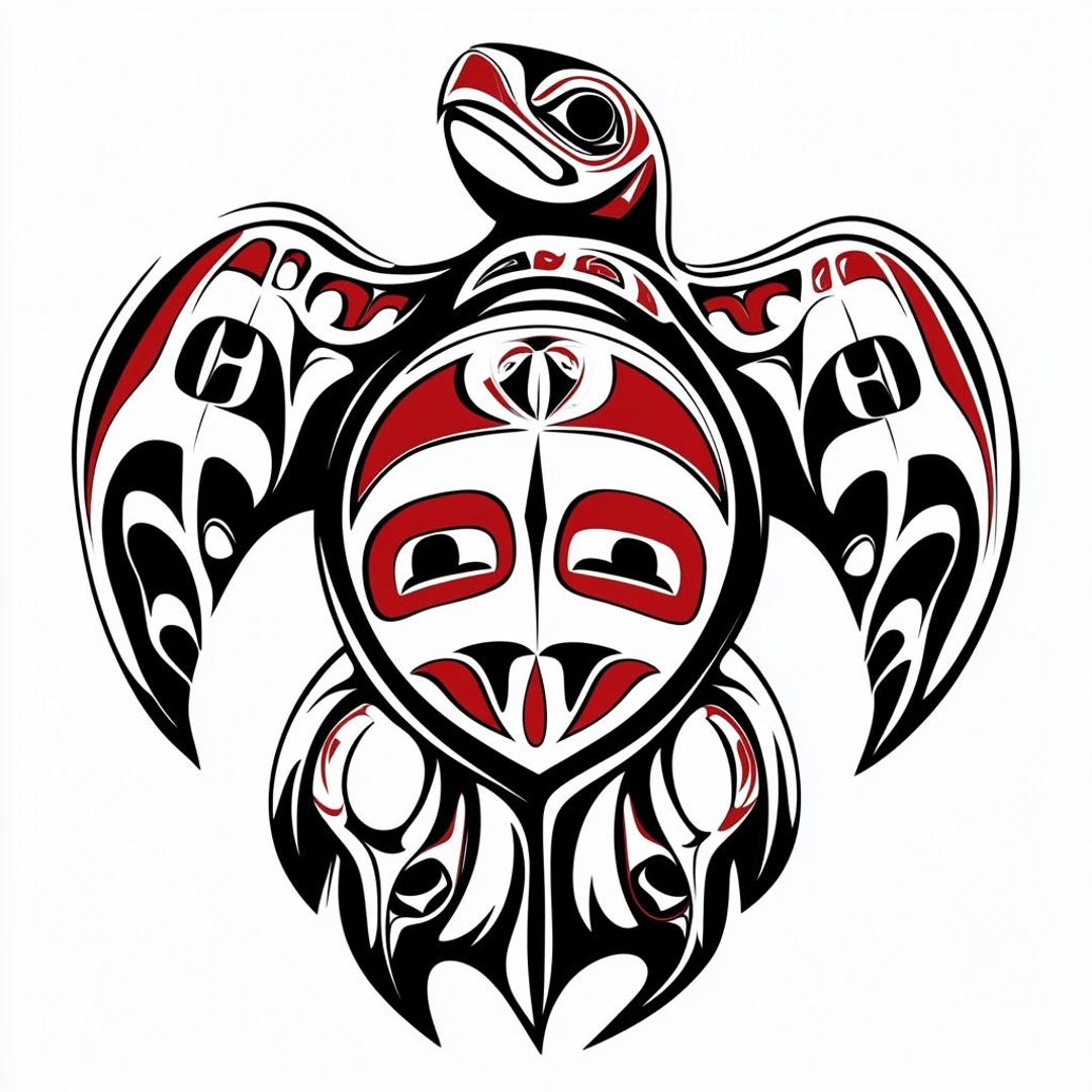 Turtle Northwest Style Designs Color Line Art Bundle 4 38 Digital Ai ...