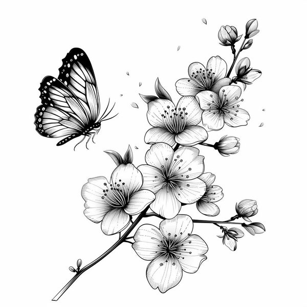 Black and White Butterfly Digital Clipart Etsy