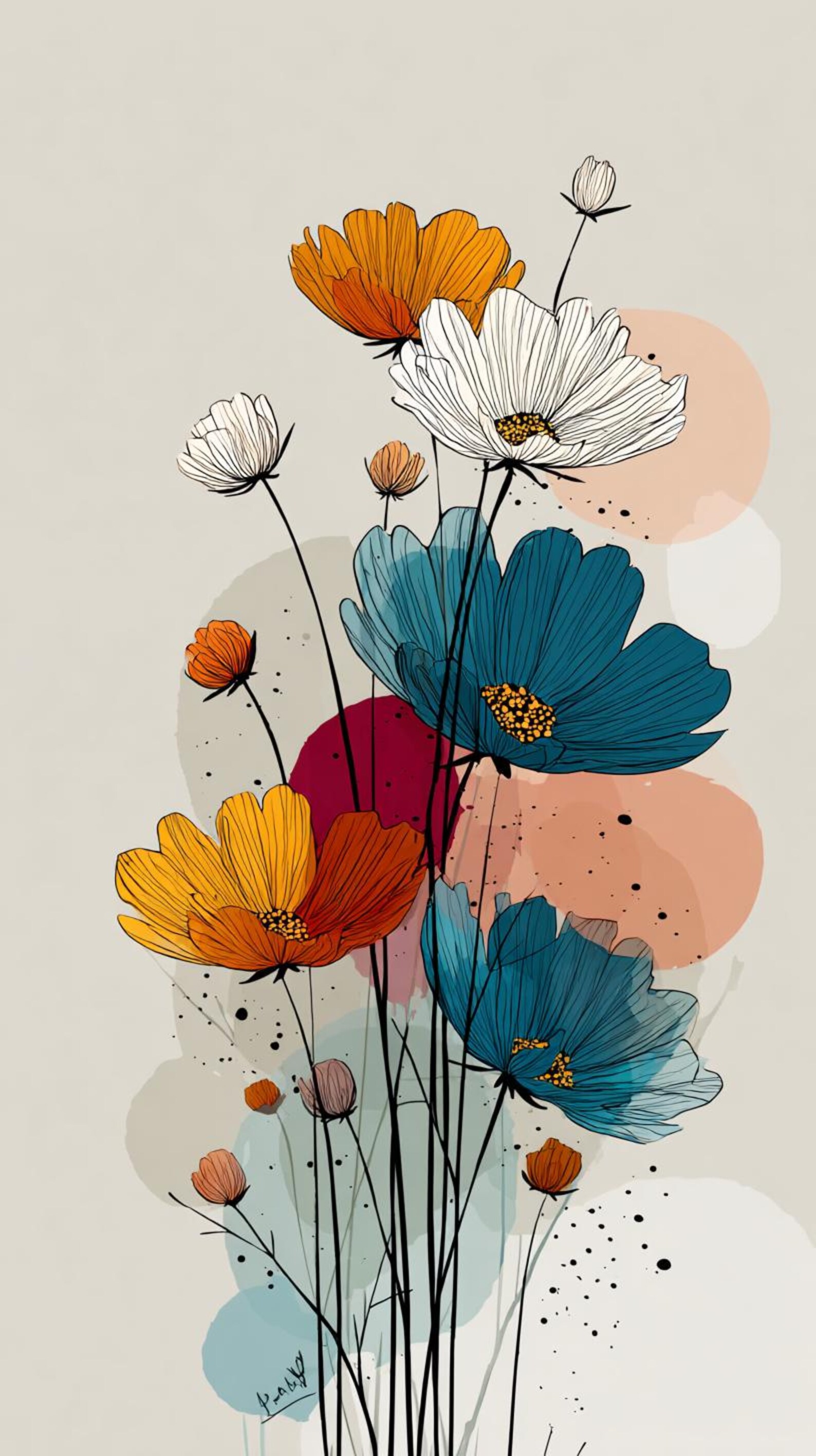 Spring Flowers Line Art Color Bundle 2 18 Digital Line Art Svg-png Ai ...