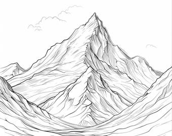 Mountains Black/white Bundle 3 24 Ai Line Art PNG - SVG (digital