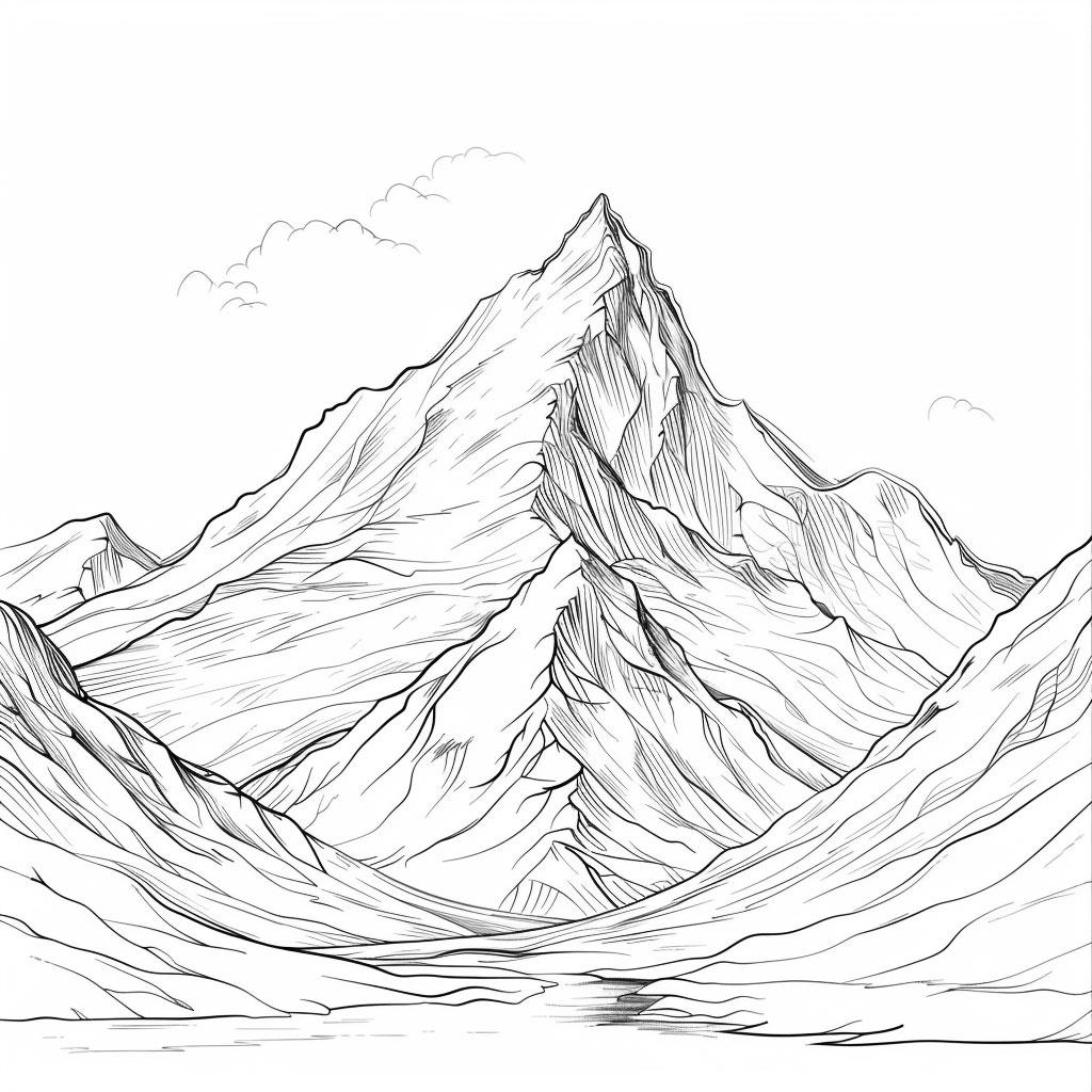 Mountains Clean Line Art - Black/white Bundle 3 24 Digital Line