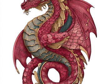 Drachenrot Color Bundle 1 16 Digital Ai Line Art PNG-SVG (Digitaler Download)
