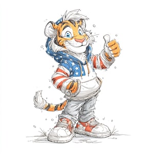Pacchetto di colori per disegni al tratto di cartoni animati con cappuccio tigre 1-18, PNG SVG con IA digitale